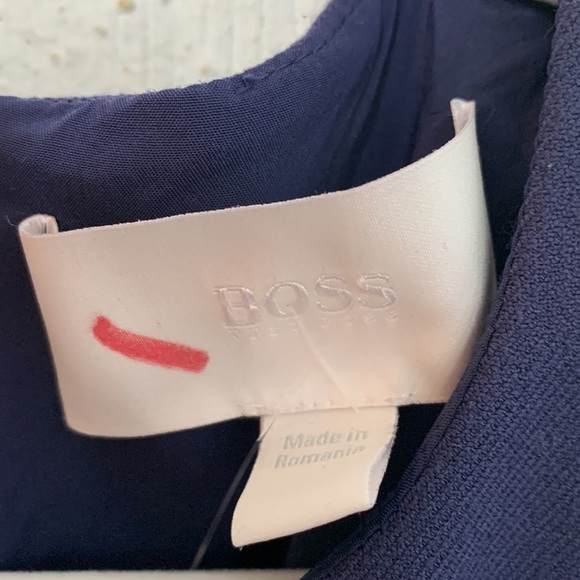 Hugo Boss Leather Navy Blue Sheath Sleeveless Dress size 6 - Picture 3 of 7